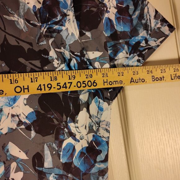 7 Diamonds shirt mens M Medium blue all over print floral performance 4 way - Picture 3 of 7